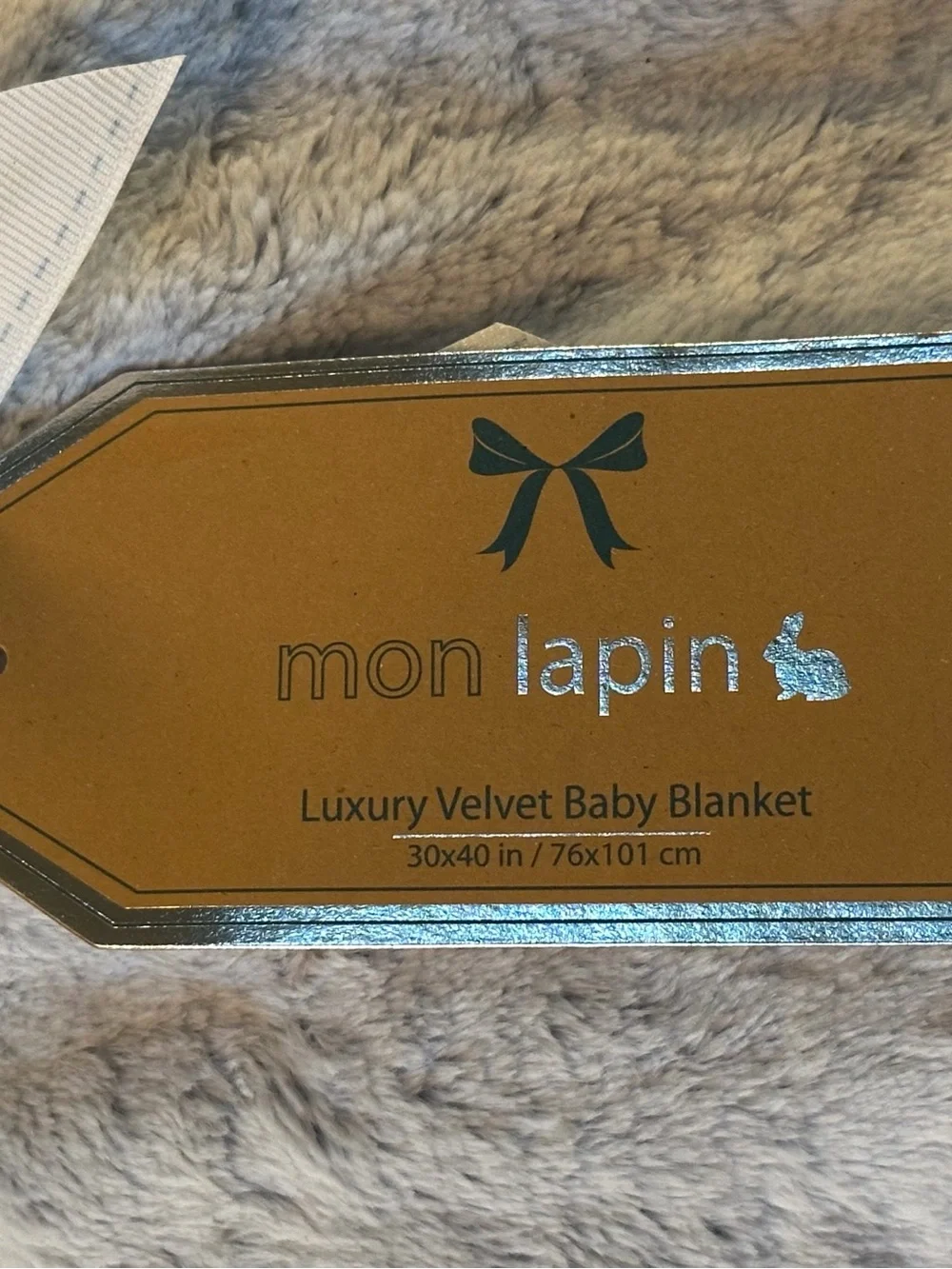 Mon Lapin Baby Luxury Plush Blanket in Pale Blue gray 30”x40” NWT